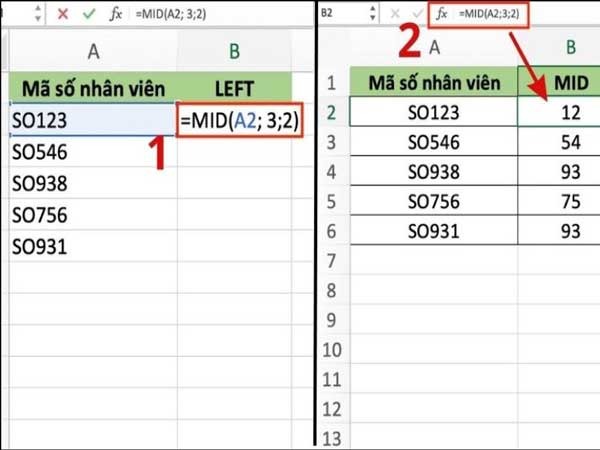 Cách tách chữ trong Excel với hàm MID