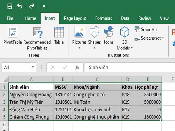 Hướng dẫn cách tạo bảng trong Excel đơn giản